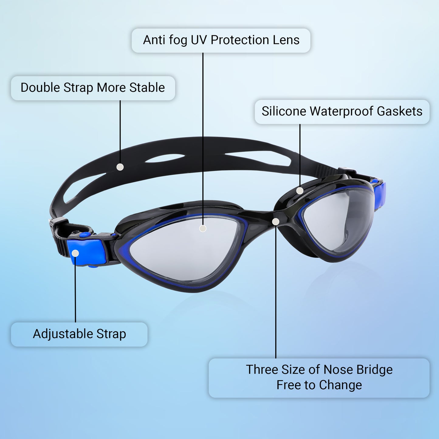 Adult Swimming Goggles – Anti-Fog UV Protection Swim Goggles for Men & Women