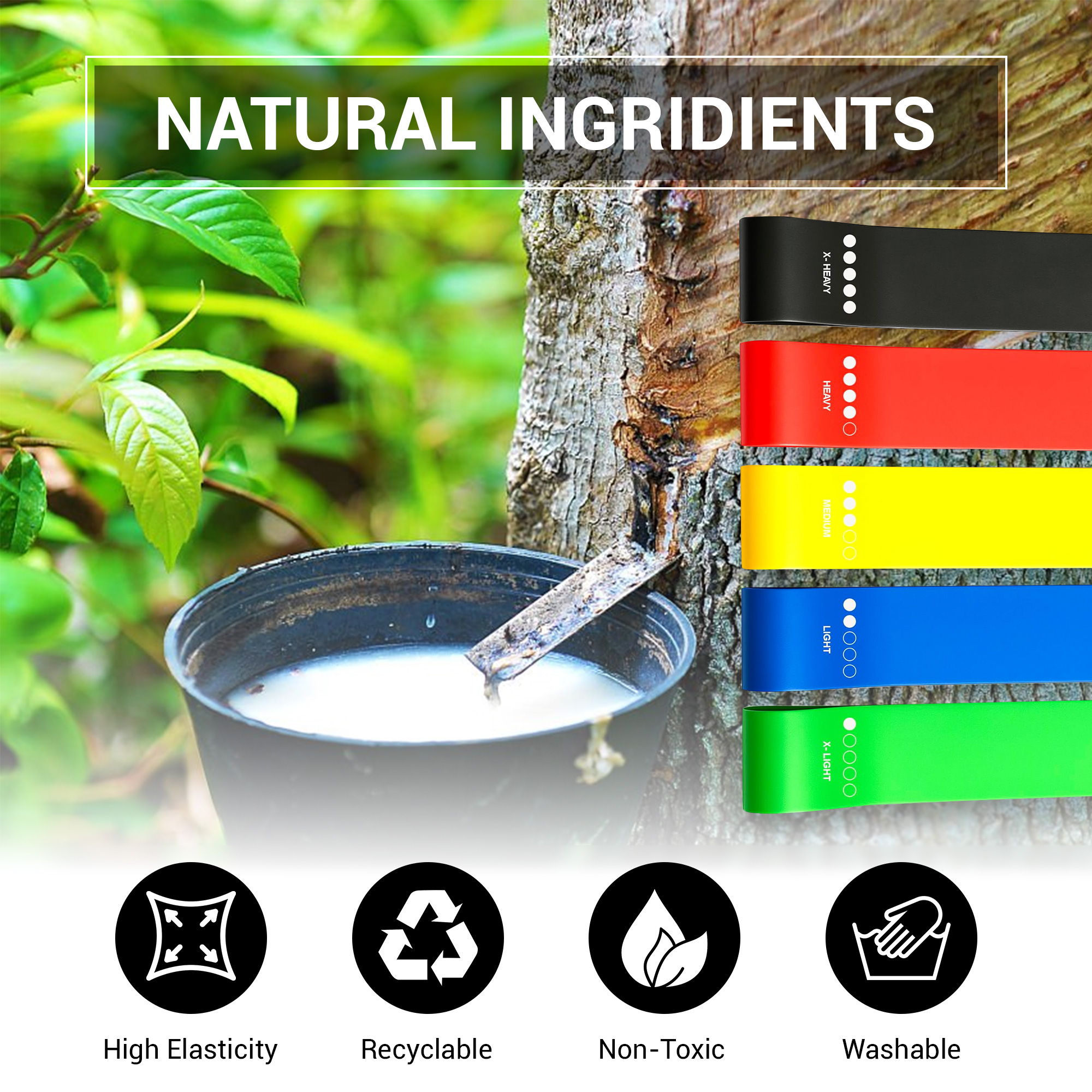 Resistance Bands Set of 5 – Skin-Friendly Exercise Loop Bands with 5 Strength Levels for Home, Gym, Yoga & Full-Body Workouts - Image 2